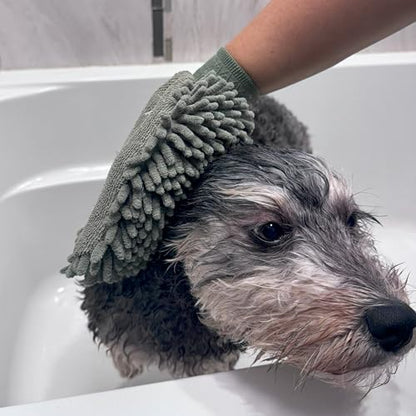 SPOT Clean Paws Chenille Microfiber Dog Towel Mitt - Super Absorbent, Quick-Drying, Washable, Double-Sided Glove for Wet Paws & Body, Durable, Odor-Free, Gently Massages & Dries, 9.5in x 7in