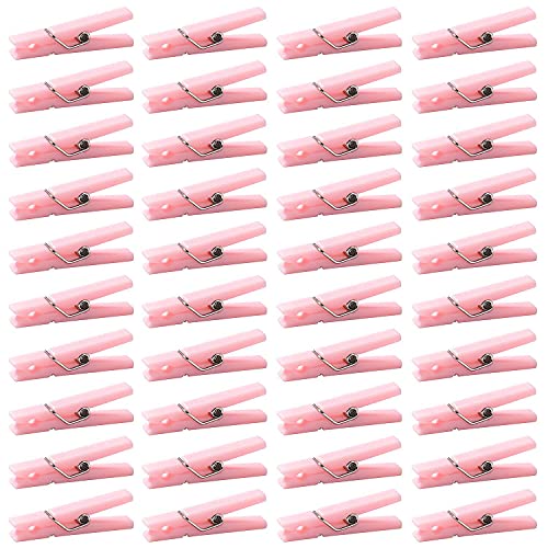 60Pcs Mini Clothespins for Baby Shower Games Girl Pink Clothes Pins 1.4Inch - color: Pink