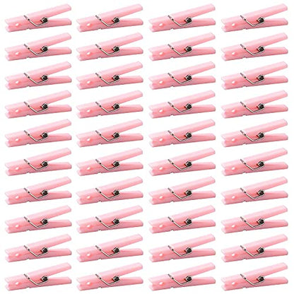 60Pcs Mini Clothespins for Baby Shower Games Girl Pink Clothes Pins 1.4Inch - color: Pink