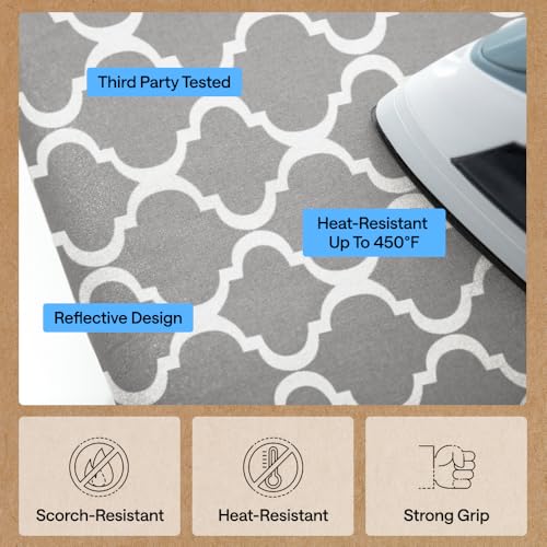 GORILLA GRIP Padded Ironing Board Cover, 15x54 Quatrefoil - color: Quatrefoil: Gray/White, size: 15" X 54"