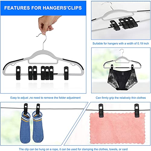 Tinfol Black Plastic Hanger Clips, 20 Pack Pant Finger Clips, Multi-Purpose Strong Pinch Grip Clip for Slim-line Clothes Hangers - color: Black, size: 20PCS