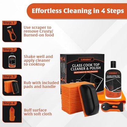 AWEASROY 20pcs Glass Stove Top Cleaner Kit 12 oz - Removes Tough Stains - size: 20 Count (12 oz)