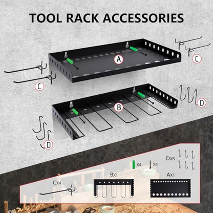 Power Tool Organizer Wall Mount, 2 Tier Tool Organizer for power tool Storage,Garage Tool Organizer for Home Gift