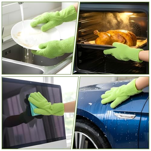 Microfiber Dusting Gloves for Plants, Cleaning Houseplants Gloves - color: Light Green