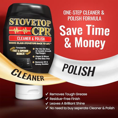 CPR Stovetop 2-in-1 Glass Stovetop Cleaner & Polish + Scraper, 18 oz - size: 18 Ounce (Pack of 1)