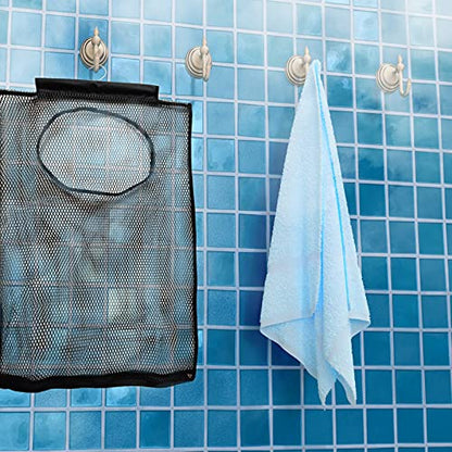 Hanging Mesh Laundry Hamper (30in*20in*2in) Large Dirty Clothes Bag, Can Be Used Behind The Door & Closet & Caravan& Bathroom (Black) - color: Black