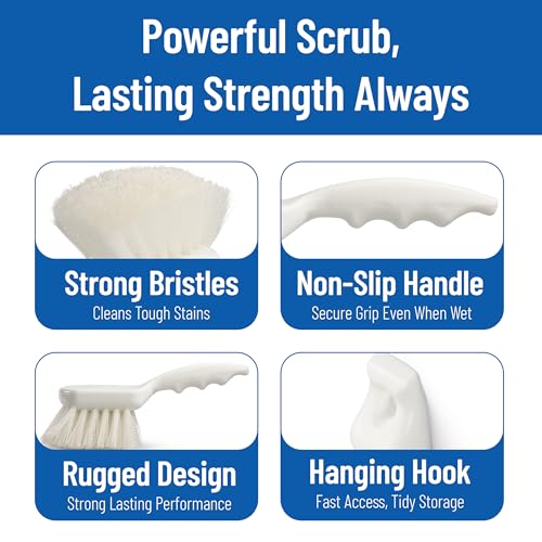 Sparta Nylon Utility Scrub Brush, 8 Inch, White - color: White/White