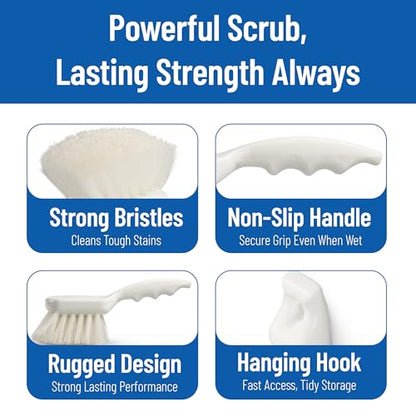 Sparta Nylon Utility Scrub Brush, 8 Inch, White - color: White/White