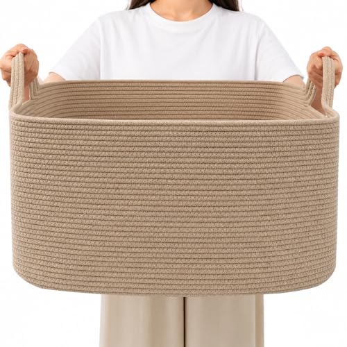 65L Large Laundry Basket with Handles,Woven Blanket Basket,Jute - color: Jute, size: 65L