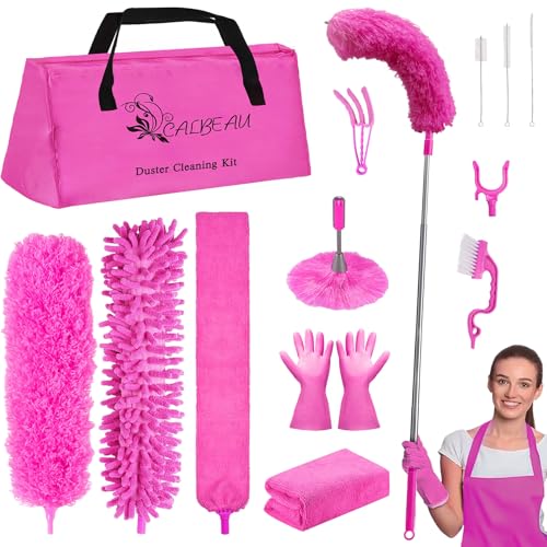 CALBEAU Microfiber Dusters for Cleaning, Dusters with Extension Pole