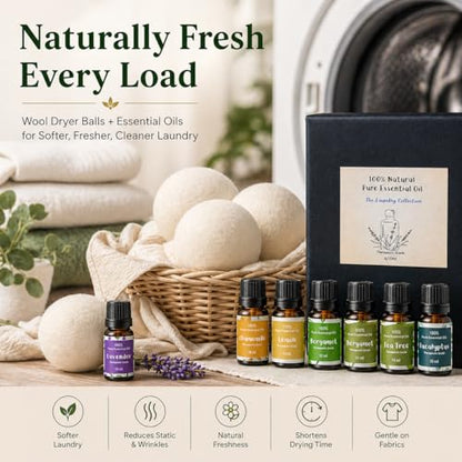 Essential Oils for Laundry, Dryer Balls & Diffusers | 60ml | 6 Pack of the Most Sought-After Scents for Aromatherapy | Lavender, Tea Tree, Eucalyptus, Bergamot, Lemon & Chamomile - color: Top 6 Essential Oil Set