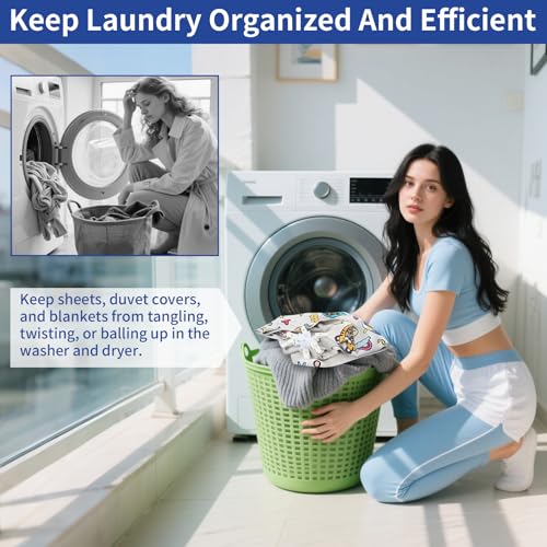 Bed Sheet Detangler with 6-Clip, WAD Preventer Stop Bed Sheets/Duvet Covers/Blankets from Tangling, Twisting & Balling up in Dryer Washer and Dryer, 4 pcs(Blue) - color: Blue