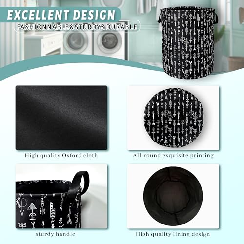 Adventure Arrow Laundry Basket Oxford Cloth Foldable Hamper 18.9x16.5 Inch - color: Black White Arrow