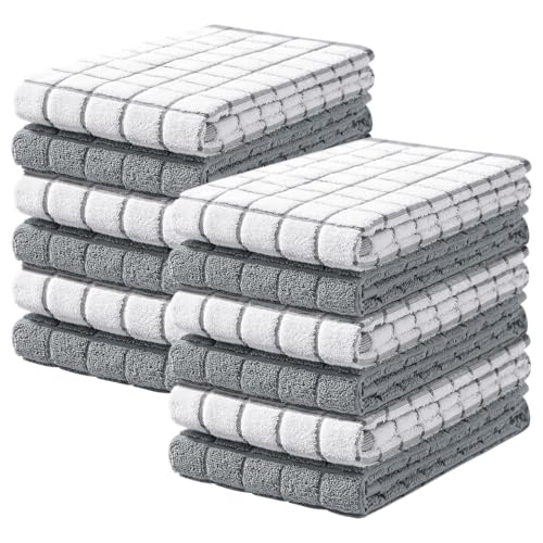 Homaxy Large Premium Cotton Kitchen Towels 16"x 28", 12 Pack, Grey - color: Grey, size: 16" X 28" - 12 Pack