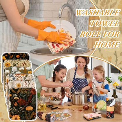 36 Pack Reusable Kitchen Cloths Cotton Towels, Fall Wildflower - style: Fall Wildflower