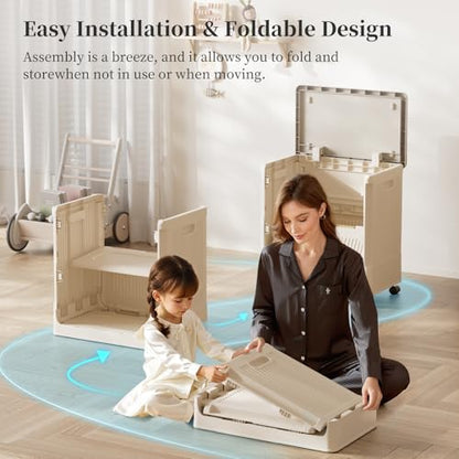 Small Laundry Hamper for Kid on Wheels with Handle 60L - color: Milky, size: 60L