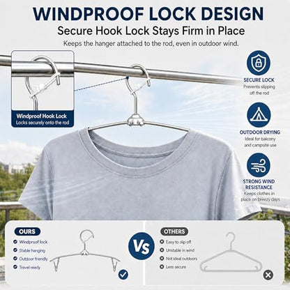 ROOM127 Travel Hangers with Clips, 5 Pack Foldable Stainless Steel Hangers - color: Silver