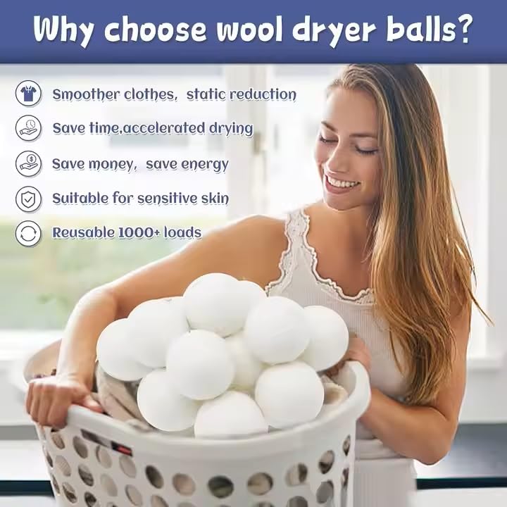 Organic Wool Dryer Balls: Eco-Friendly & Chemical-Free | Our Anti-Entanglement Reusable Balls Eliminate Wrinkle Static | 6-Pack XL Dryer Balls for Laundry is Made with New Zealand Wool (MER-WHT-CAT) - color: Mer-wht-cat