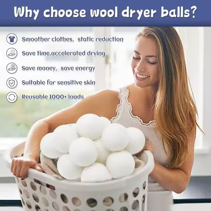 Organic Wool Dryer Balls: Eco-Friendly & Chemical-Free | Our Anti-Entanglement Reusable Balls Eliminate Wrinkle Static | 6-Pack XL Dryer Balls for Laundry is Made with New Zealand Wool (MER-WHT-CAT) - color: Mer-wht-cat
