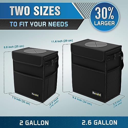 K KNODEL 2 Gallon Black Leak-Proof Waterproof Car Trash Can with Lid - color: Black, size: Medium