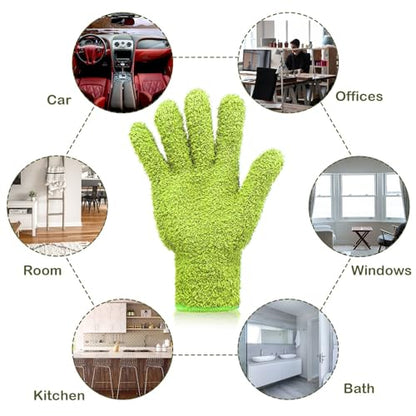 Patelai 2 Pairs Microfiber Gloves for plants Dusting Cleaning Glove Mittens House Cars Blinds Dusting(Olive Drab, Grass Green,Large) - color: Olive Drab, Grass Green, size: Large