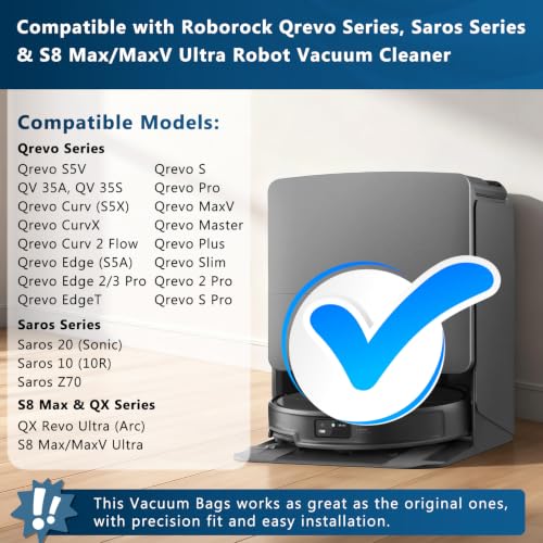 12 Pack Dust Bag for Roborock Qrevo S Pro/QV 35A/S5V/Saros 10R/20/CurvX - size: Qrevo/Saros/QV/QR bags 12 Pack