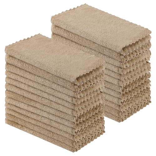 Kitinjoy 24 Pack Kitchen Cloths Dish Towels (10" x 10", Tan) - color: Tan, size: 10 X 10 inch- 24 Pack