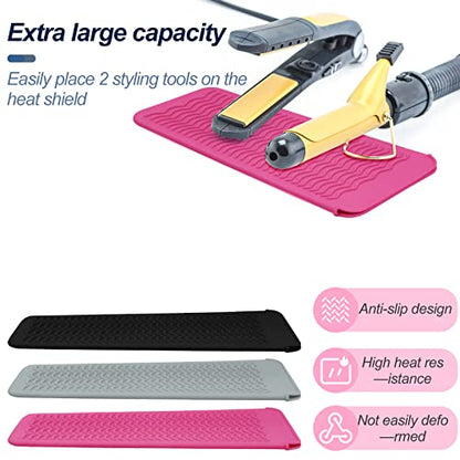 Silicone Heat Resistant Mat Pouch for Hair Straightener,Curling Iron, Pink - color: Pink, size: 2 Pack