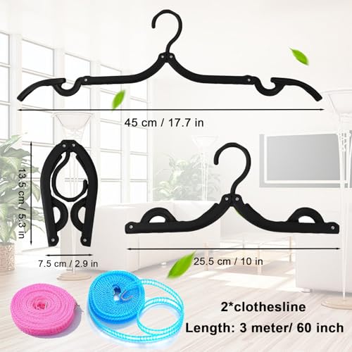 24PCS Travel Hangers,Portable Folding Clothes Hangers,with Clotheslines
