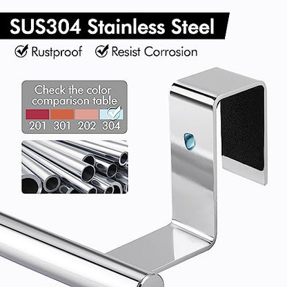 KES Over The Cabinet Door Towel Rack, 2 Pack, Polished Steel - color: Polished Steel