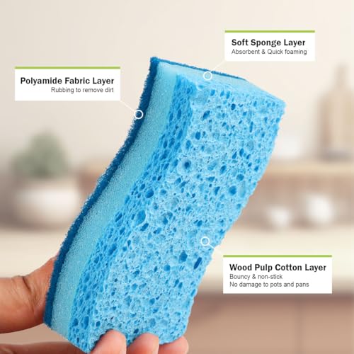 AIDEA Sponges Kitchen-24Count, Non-Scratch Scrub Sponge, Sponge for Dishes - color: Light-blue