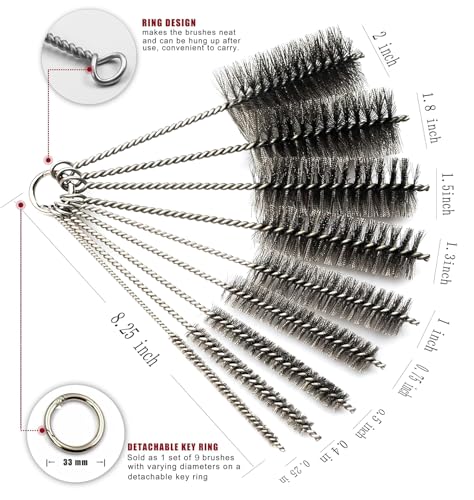 Pipe Cleaning Brush Set Stainless Steel Bristles - size: 8 Inch