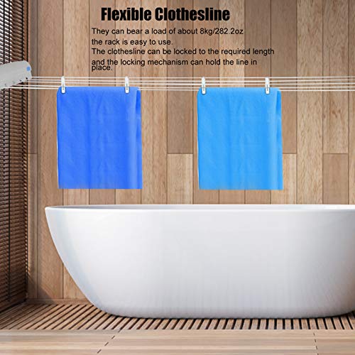 Retractable Clothesline, 3.75m Telescopic Drying Rope Hanger Wall Mounted Laundry Line for Bathroom Balconies (Five Ropes) - size: five ropes, style: five ropes