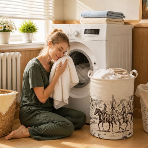 Vintage Western Cowboy Laundry Basket Hamper - color: Western Cowboy - 04