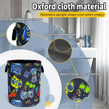 Game Controller Laundry Basket Foldable Waterproof Hamper 18.9 x 16.5 Inch - color: Game Controller