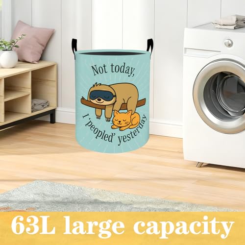 Funny Sloth Oxford Cloth Laundry Basket with Handles 19.7"X15.7" - color: Sloth 01