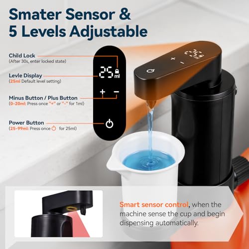 Electric Laundry Detergent Dispenser, Automatic Laundry Dispenser for Liquid Detergent, with Bottle Adapter, USB Recharg 8ml/s Flow, 5 Mode Smart Laundry Soap Pump for Laundry Room Organization, Black - color: Black