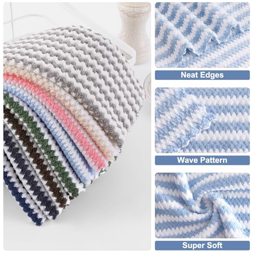 Homaxy 6 Pack Coral Velvet Kitchen Towels, 10 x 20inches, Blue - color: Blue, size: 10 x 20 - 6 Pack