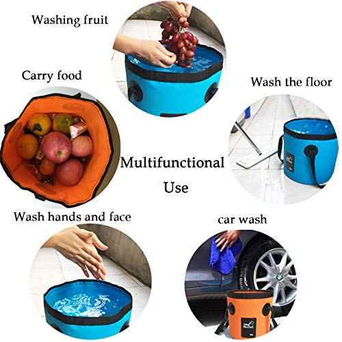 Sunglow Collapsible Fishing Bucket, 3&5 Gallons Multifunctional Portable Wash Basin - Folding Water Container for Camping-Gardening - color: 20l/5gallon(orange)