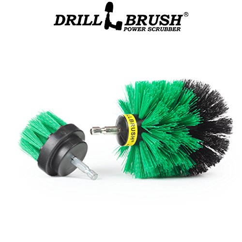 2 Piece Green Medium Stiffness Drill Rotary Cleaning Drillbrushes - color: Green