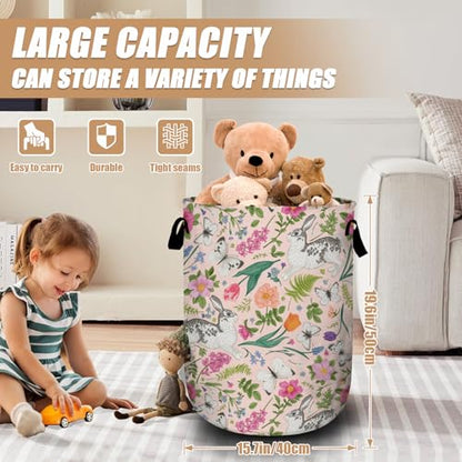 Bunny Rabbit Laundry Basket, Foldable Rabbit Flower Laundry Hamper Tote Bag Dirty Clothes Storage Bucket Organizer for Bathroom/Laundry/Bedroom 15.7"x19.6" - color: Cute Rabbit