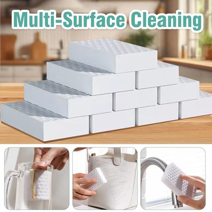 Magic Sponges Cleaning Eraser 10 Pack, 2X Compressed Melamine Sponge Cleaner, Melamine Foam All Purpose Cleaning Pads, Heavy Duty Stain Remover for Home Kitchen Bathroom Sneaker Car