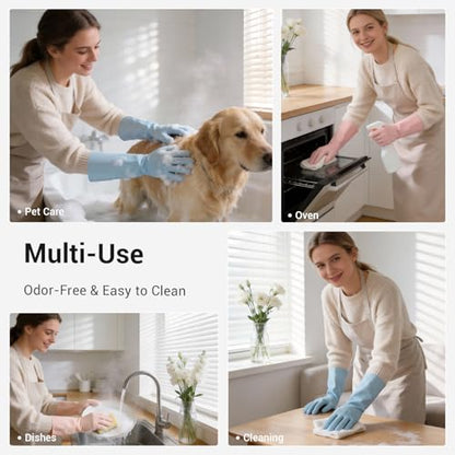 ThxToms 2 Pair Nitrile Dishwashing Cleaning Gloves,with Cotton Flocked Liner,Skin-Friendly & Anti-Slip Design,Y&P - size: Medium