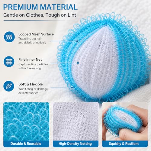 15PCS Laundry Hair Catcher, Multi-Pet Household Solution, Ball Set in Sky Blue Green Yellow Colors, Washing Machine Fabric Care System for Daily Laundry Maintenance