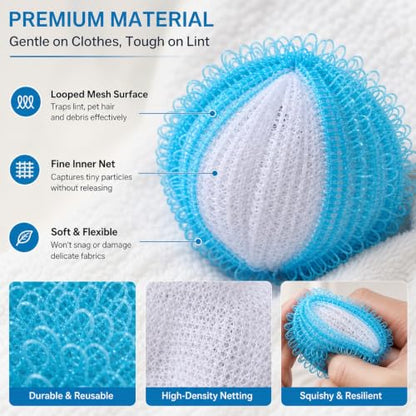 15PCS Laundry Hair Catcher, Multi-Pet Household Solution, Ball Set in Sky Blue Green Yellow Colors, Washing Machine Fabric Care System for Daily Laundry Maintenance