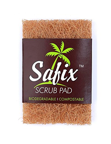 Safix Natural Non-Scratch Multi-Purpose Coconut Scrub-Pad, 4-Count. (7 x 10)
