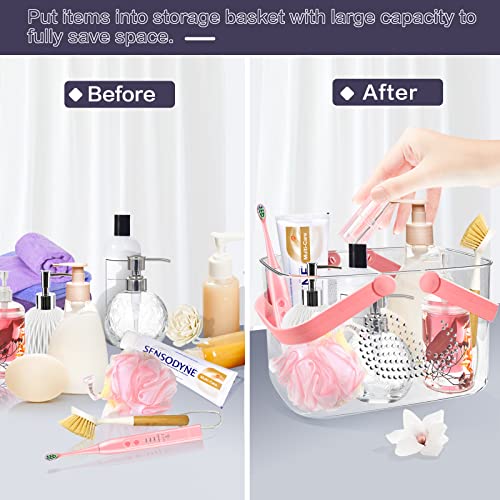 2 Pack Plastic Shower Caddy Basket for Bathroom (White+Pink) - color: White+Pink
