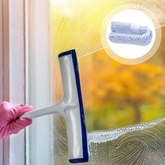 Operitacx 4 Pack Replacement Window Scrubber Pads Reusable Microfiber Squeegee Sleeves for Window Cleaning Bathroom Mirrors Tabletops Glass Surfaces 14.17 X 2.75 X 1.57 in