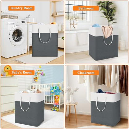 TasticTotes Laundry Basket 3-Pack, Laundry Hamper, 125L-Grey - color: Grey, size: 125L