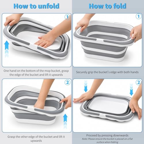 Cididu 2 Pack Collapsible Tub with Handle, Rectangular Handy Basket/Bucket, 8.5L Portable Outdoor Picnic Basket Crater, Foldable Camping Sink, Wash Basin for Washing Dishes, Hiking and Home